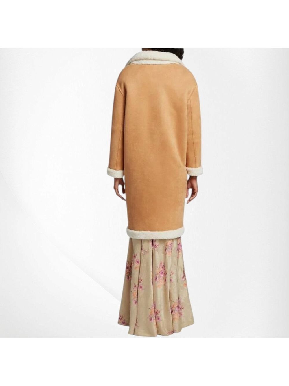 LoveShackFancy Arlington Suede Paneled Faux Shearling Coat - Picture 4 of 10